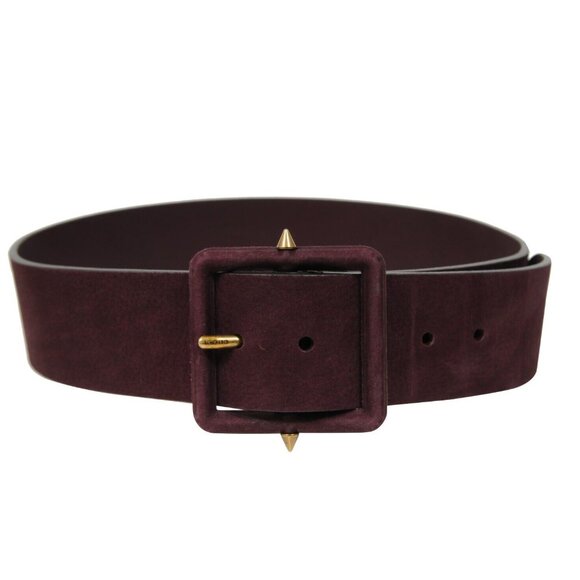 Gucci Womens Wide Belt Size 75 | 30 Purple Leather Gold Hardware Stud Buckle - Picture 1 of 15